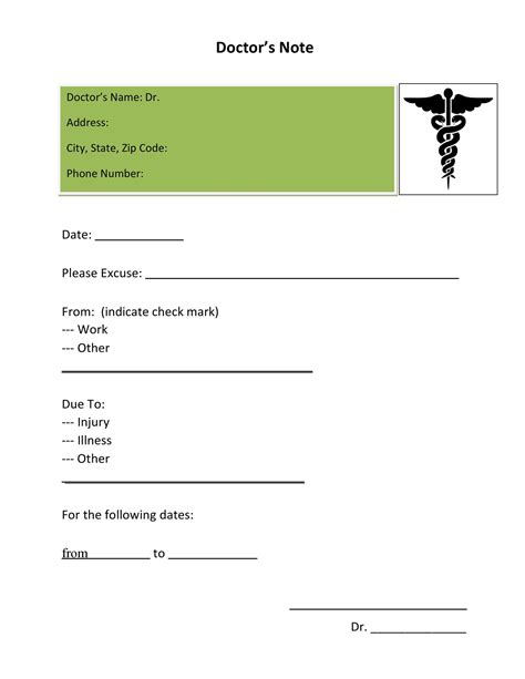 fake dr note template free|doctors excuse for work template.